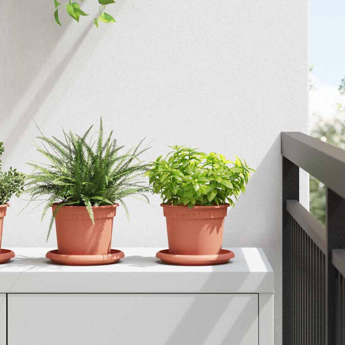 vidaXL Round Flower Pot 6 pcs Brick Red  12.5 x 10 cm Plastic