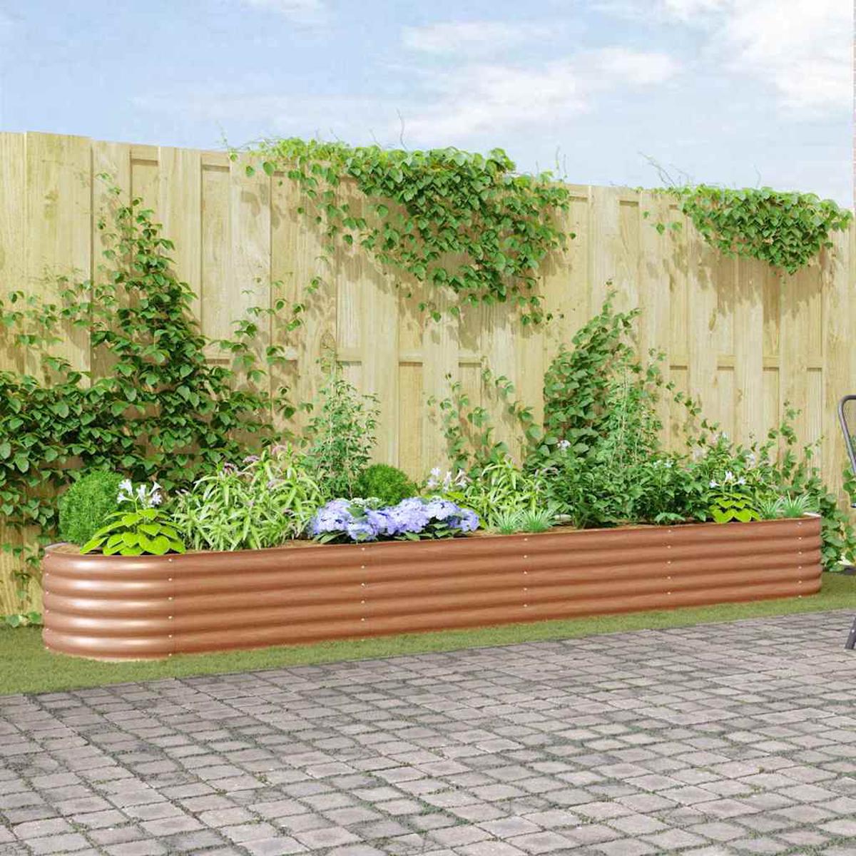 vidaXL Raised Bed Brown 400 x 80 x 44 cm Steel