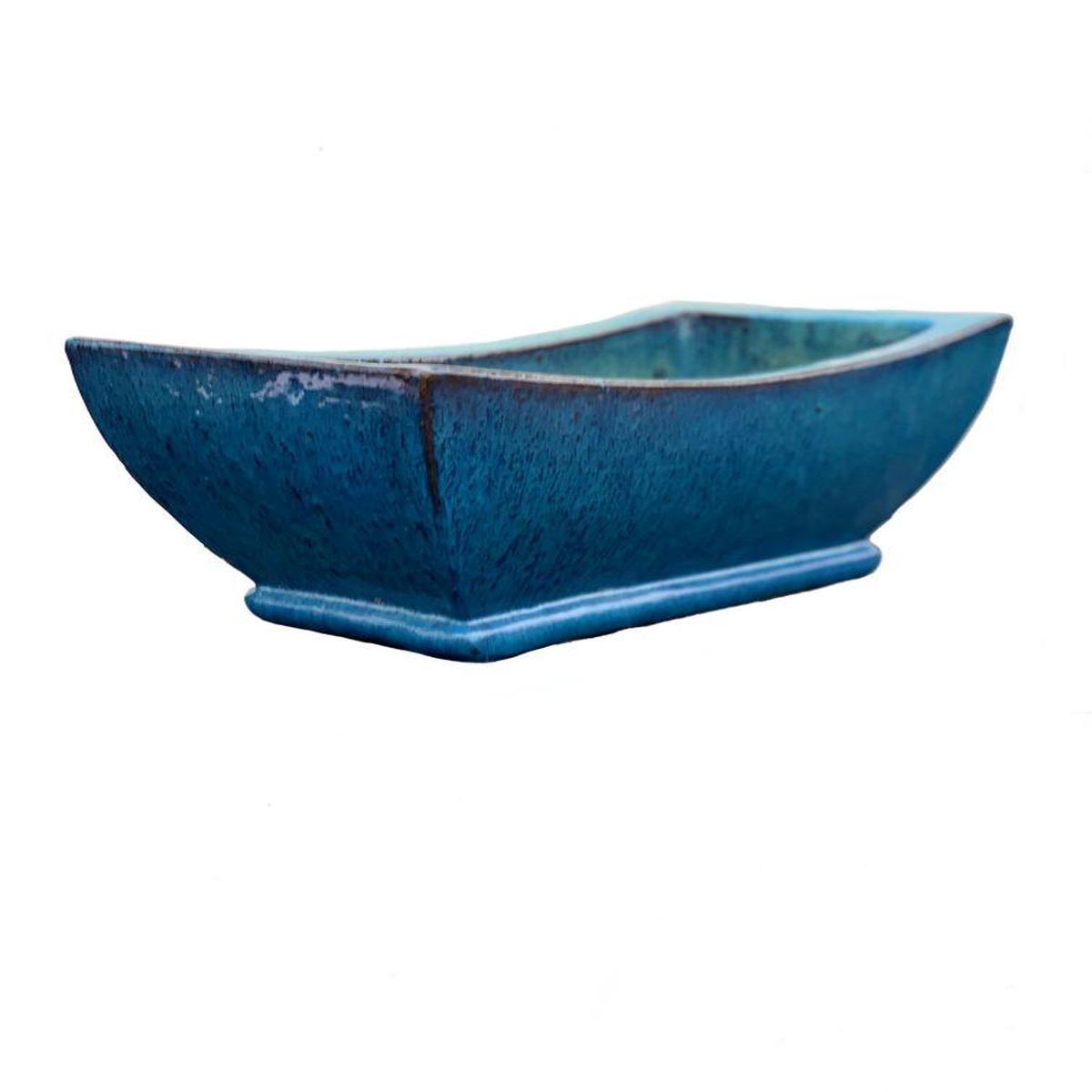 8872N19 - Marble Green Ceramic Rectangular Planter - Short - 19" x 9" x 7" / Marble Green