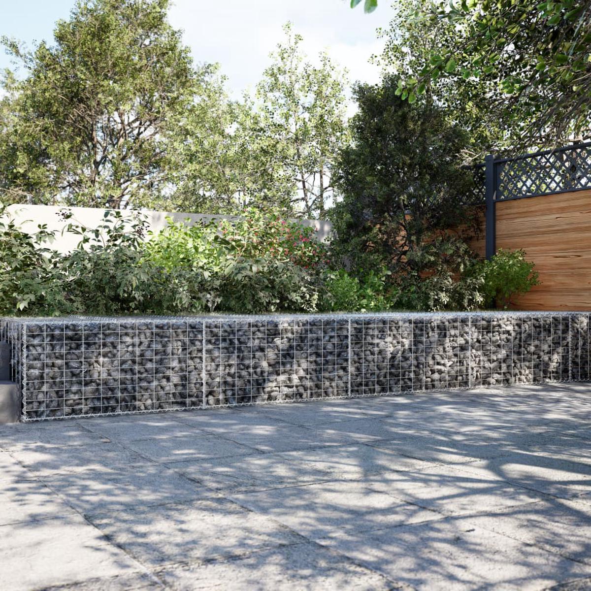 vidaXL Gabion Basket with Cover 1100x100x50 cm Galvanised Iron