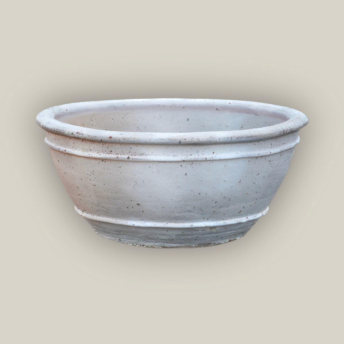 1-729R20 8211 Matte White Rustic Low Bowl Ceramic Planter 8211 208221 x 208221 x 108221