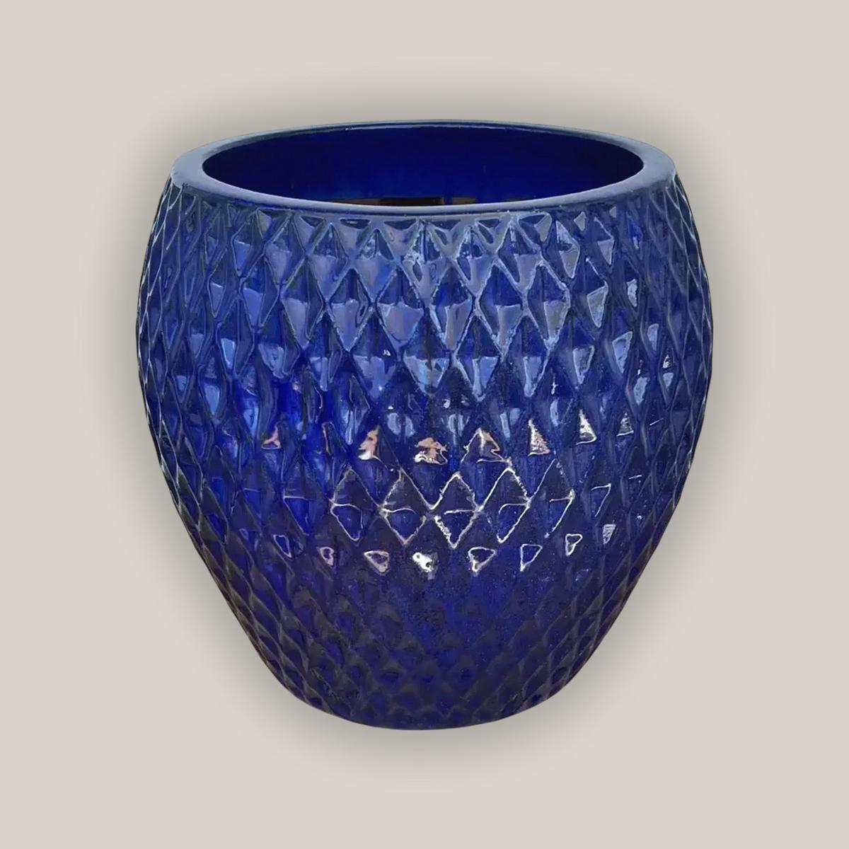 6100H47 - Blue Waffle Low Noodle Pot - 16.5" x 16.5" x 20" | Blue