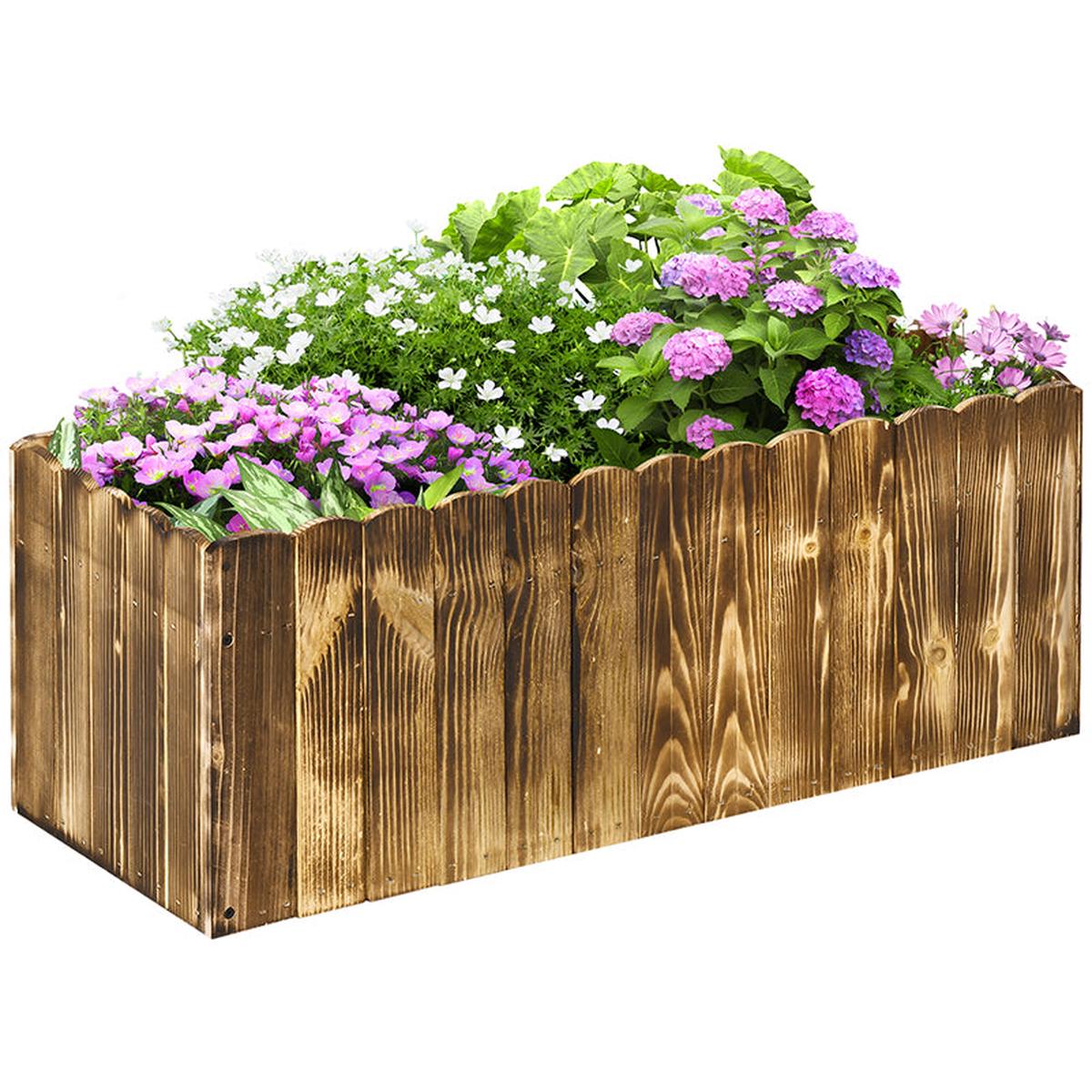 70L Wooden Raised Garden Bed Planter Box 80x33x30cm - Natural Wood