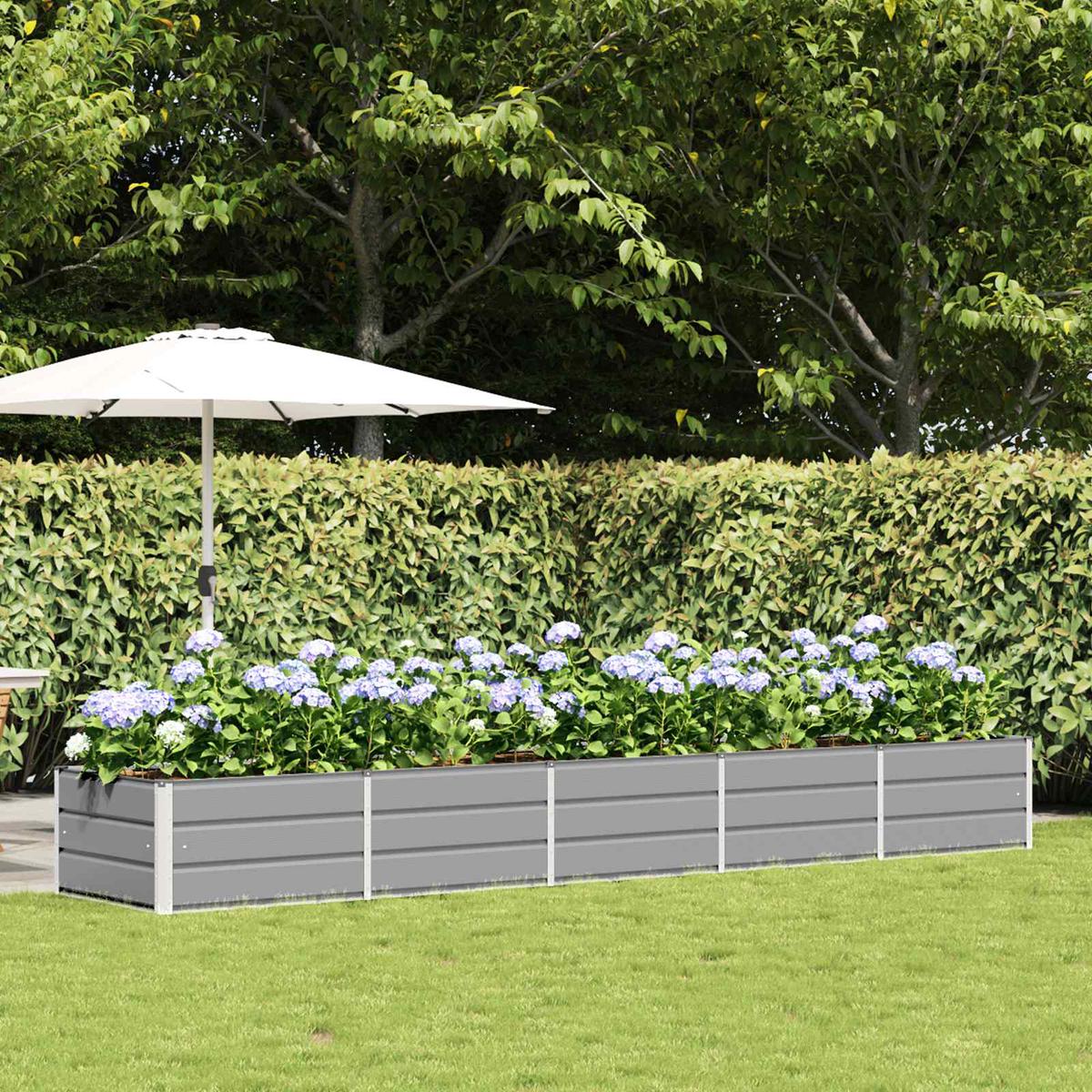 vidaXL Planter Light Grey 400 x 80 x 45 cm Steel