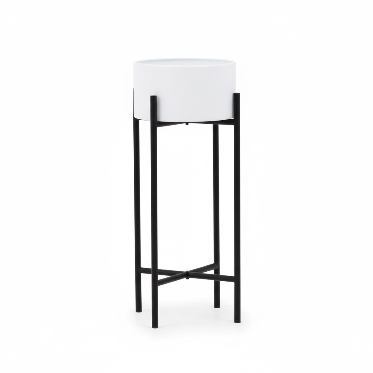 Trosa Small White And Black Floor Standing Planter