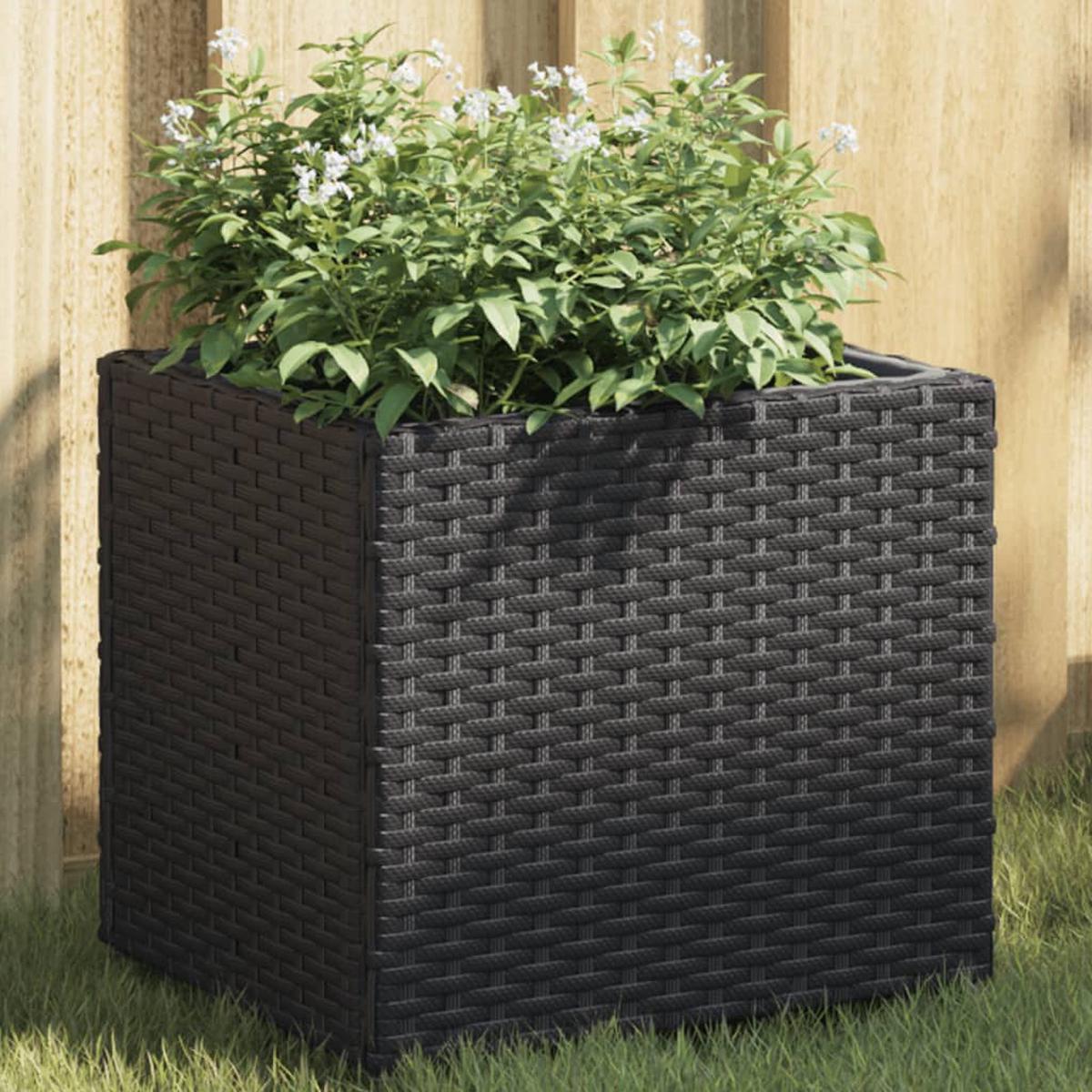 vidaXL Garden Planter Black 36x30x32 cm Poly Rattan