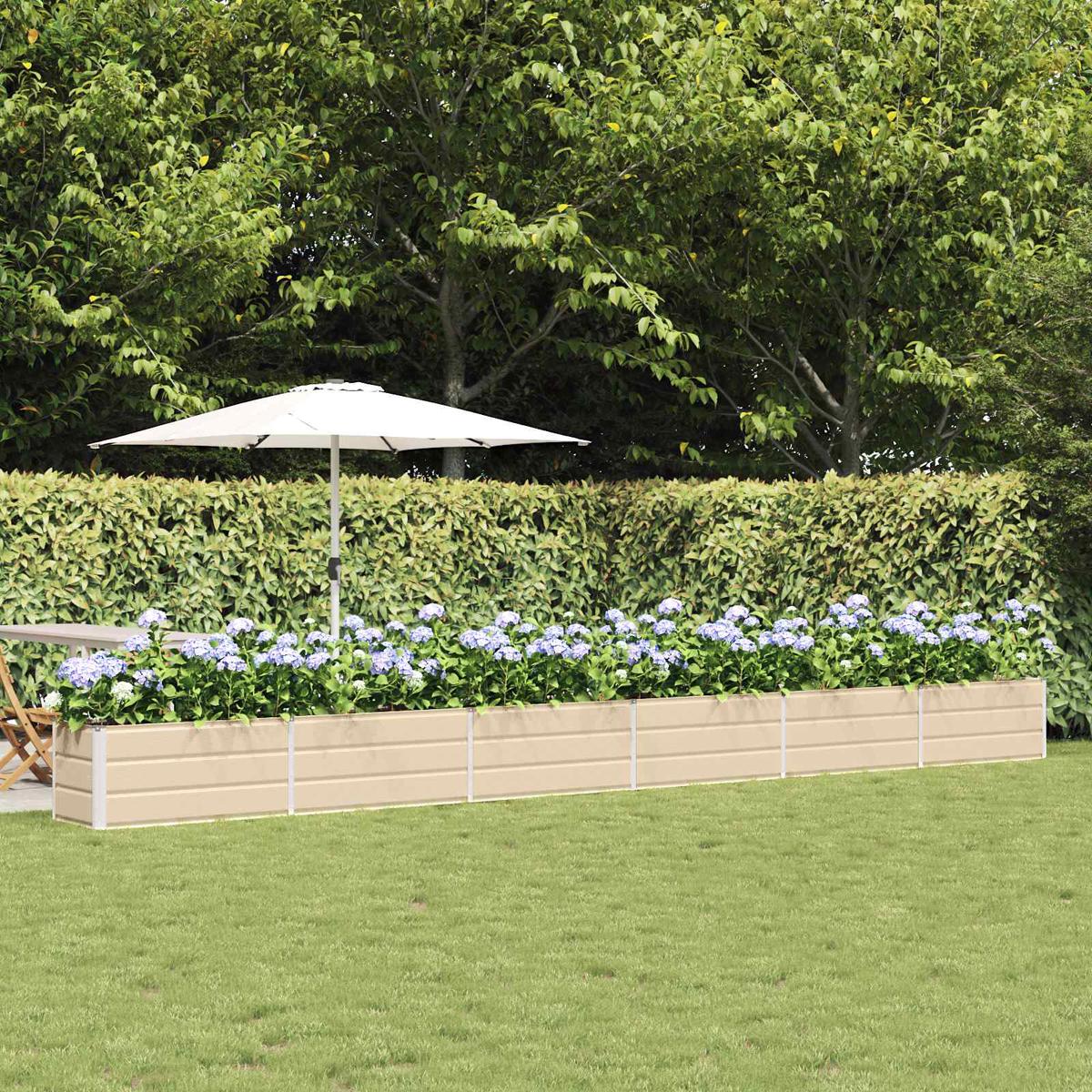 vidaXL Planter Ivory 580 x 50 x 45 cm Galvanised Steel