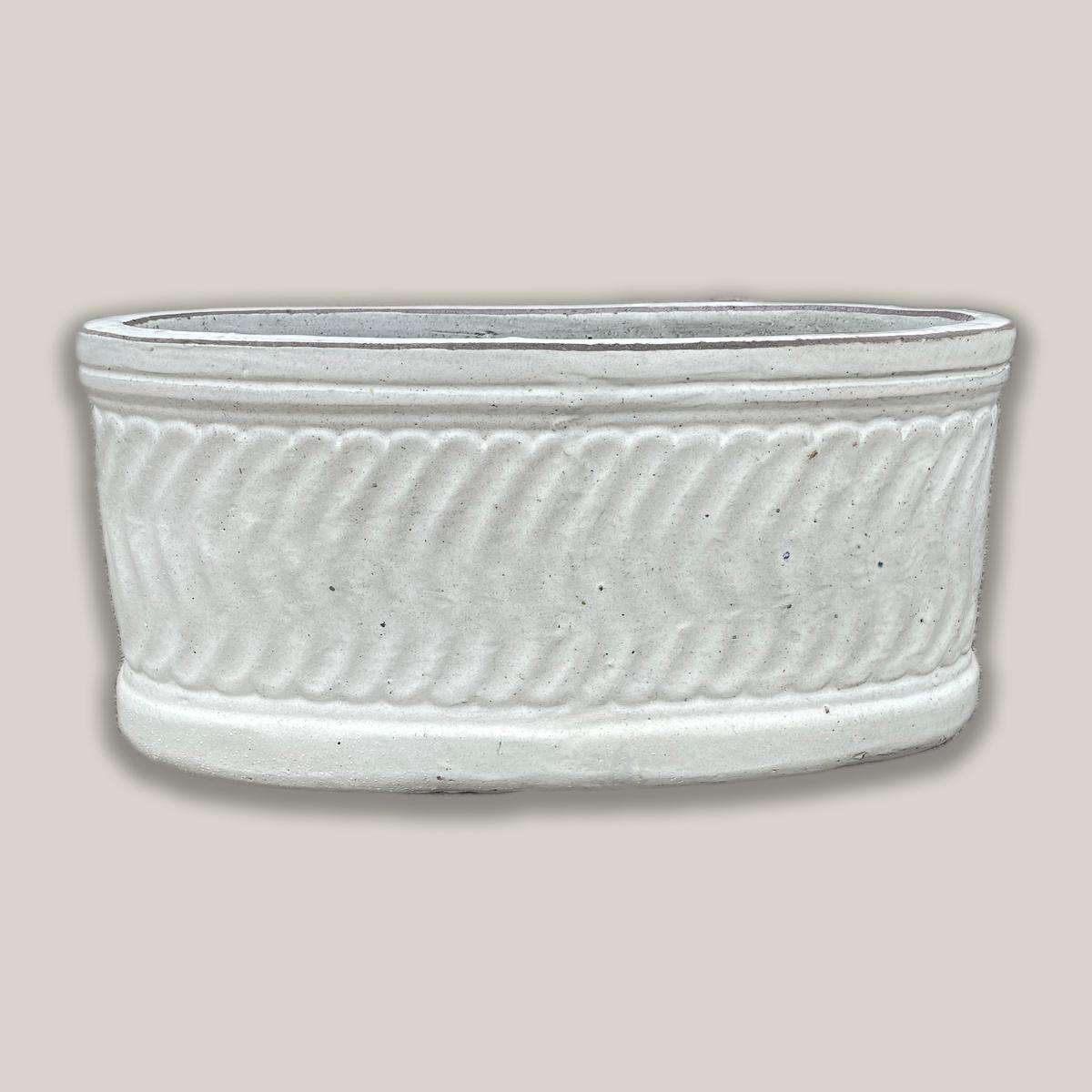 8435N43 8211 Antique White Athena Wide Oval Ceramic Planter 8211 128221 x 248221 x 128221 Antique White