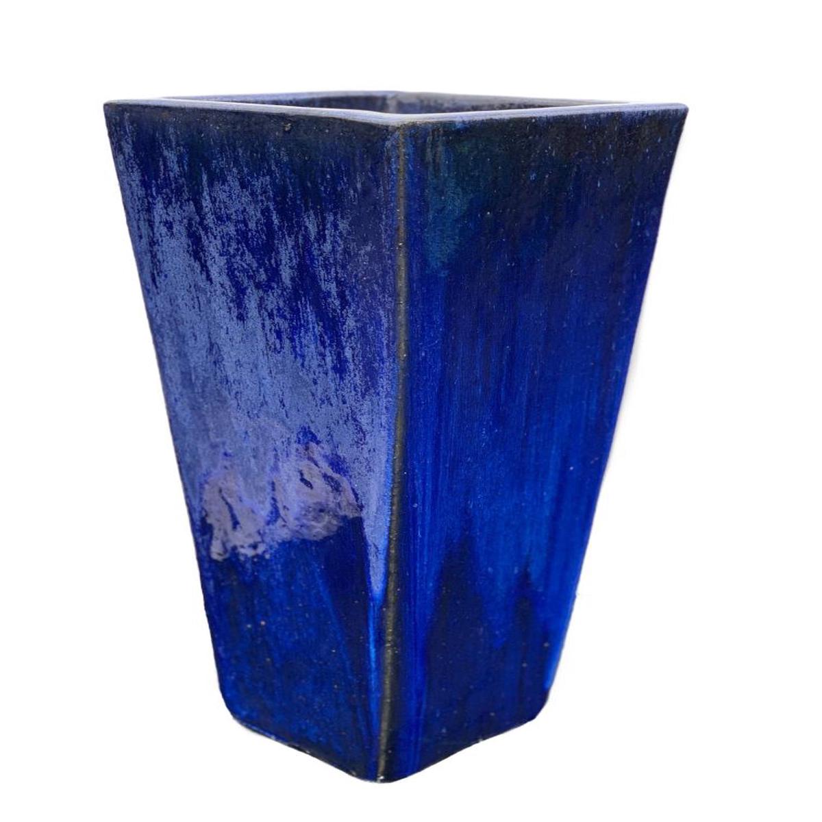 9062C1A - Blue Ceramic Tall Wedge Planter - 14" x 14" x 35" / Blue