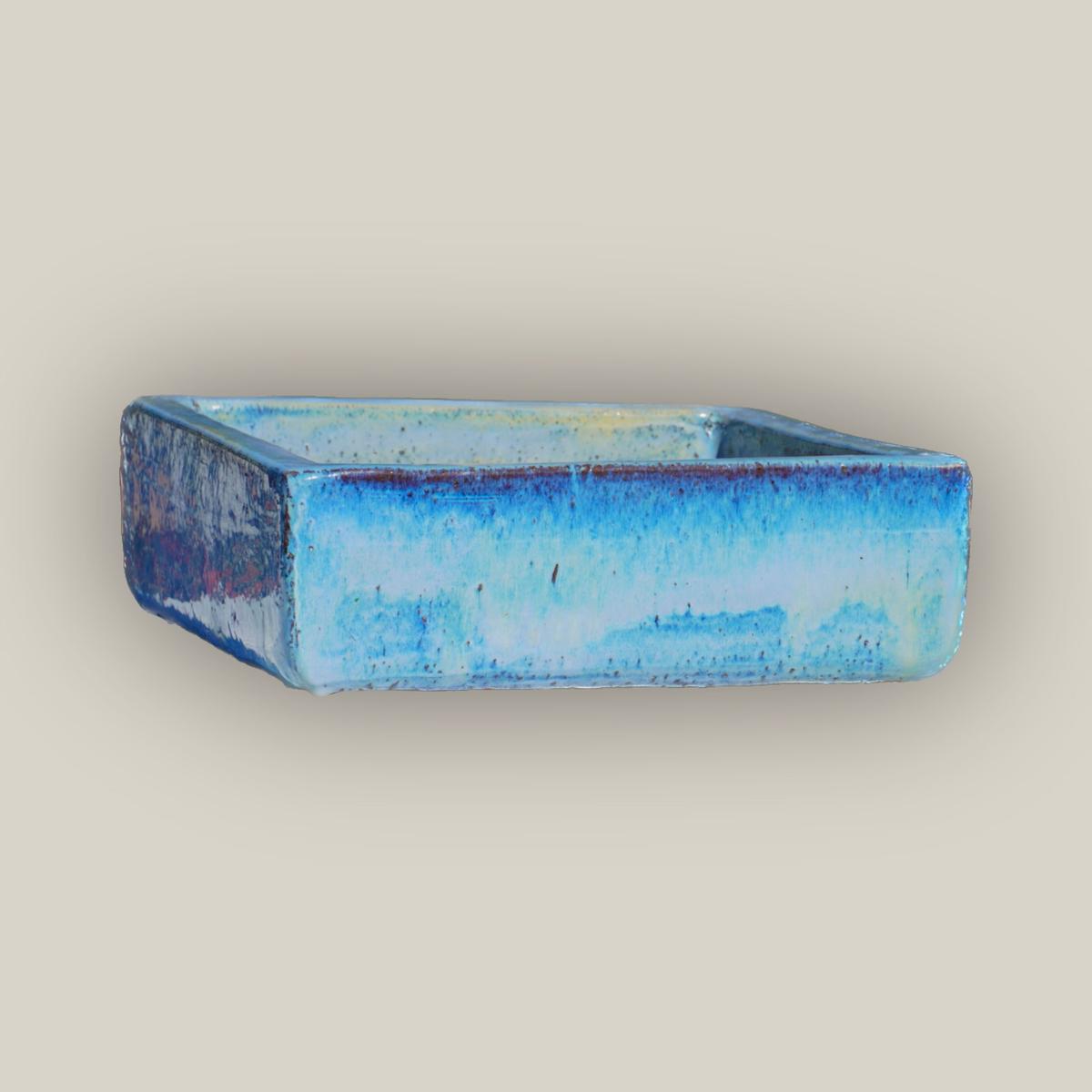 9788C45 - Ocean Blue Low Square Ceramic Planter - 10" x 10" x 3" | Ocean Blue