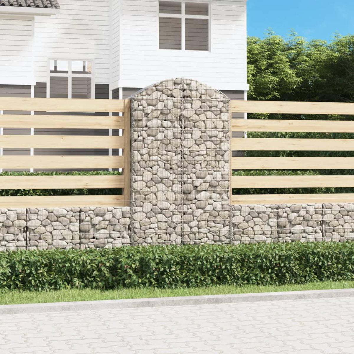 vidaXL Arched Gabion Basket 100x30x180/200 cm Galvanised Iron