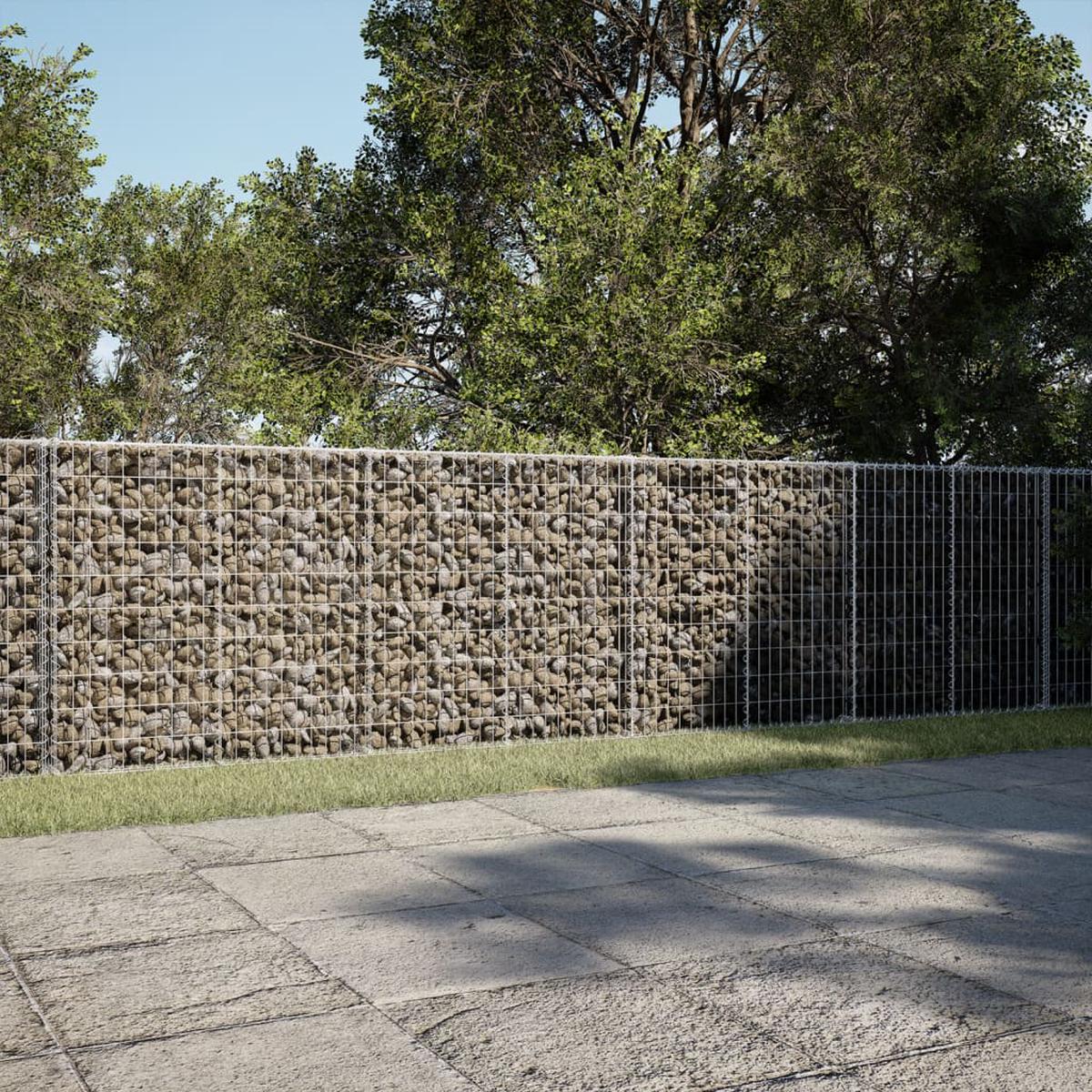 vidaXL Gabion Basket with Cover 700x50x100 cm Galvanised Iron