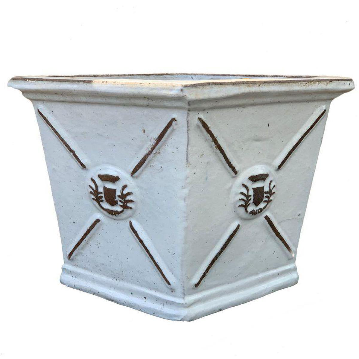 8652N43 8211 Antique White Antibes Square Ceramic Pot 8211 148221 x 148221 x 168221 Antique White