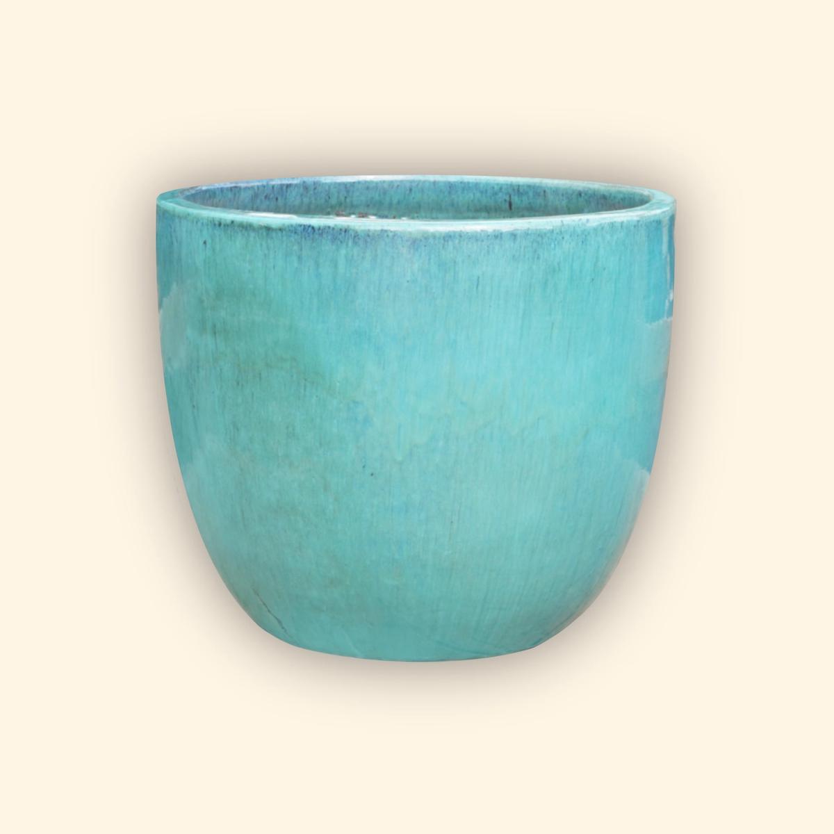 9082C3A - Aqua Ceramic Bullet Planter - 24" x 24" x 21" | Aqua