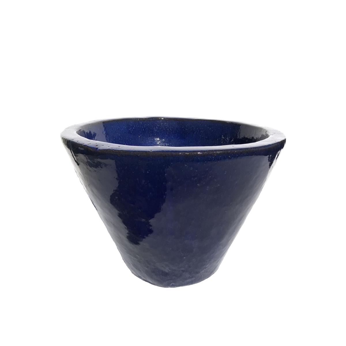 9823C1 - Cobalt Blue Ceramic Wide Cone Planter - 16" x 16" x 7" / Cobalt Blue