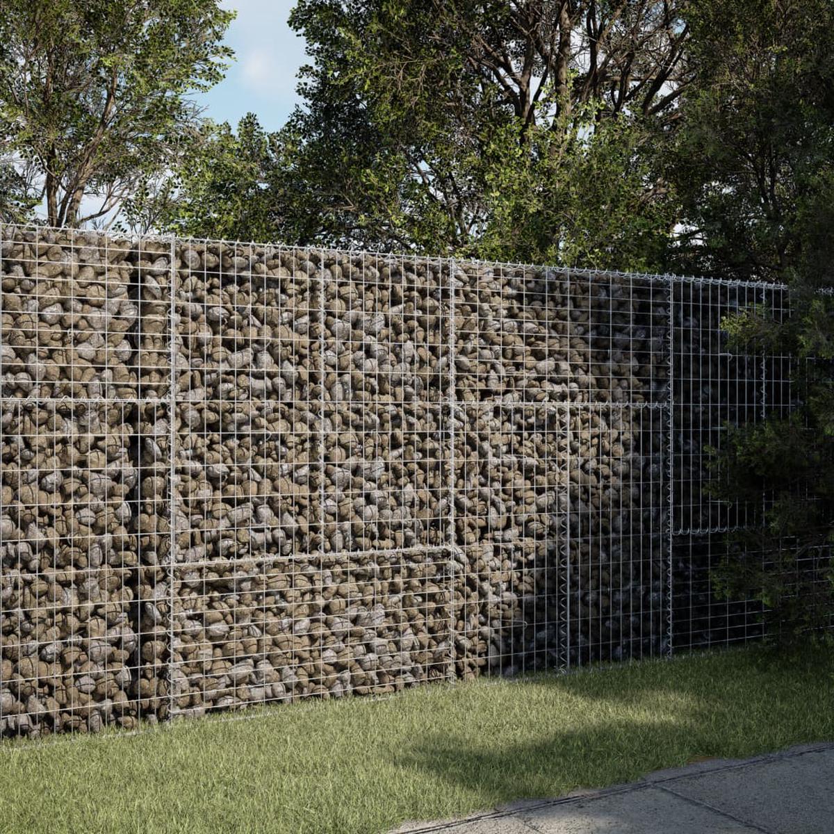 vidaXL Gabion Basket with Cover 200x100x150 cm Galvanised Iron