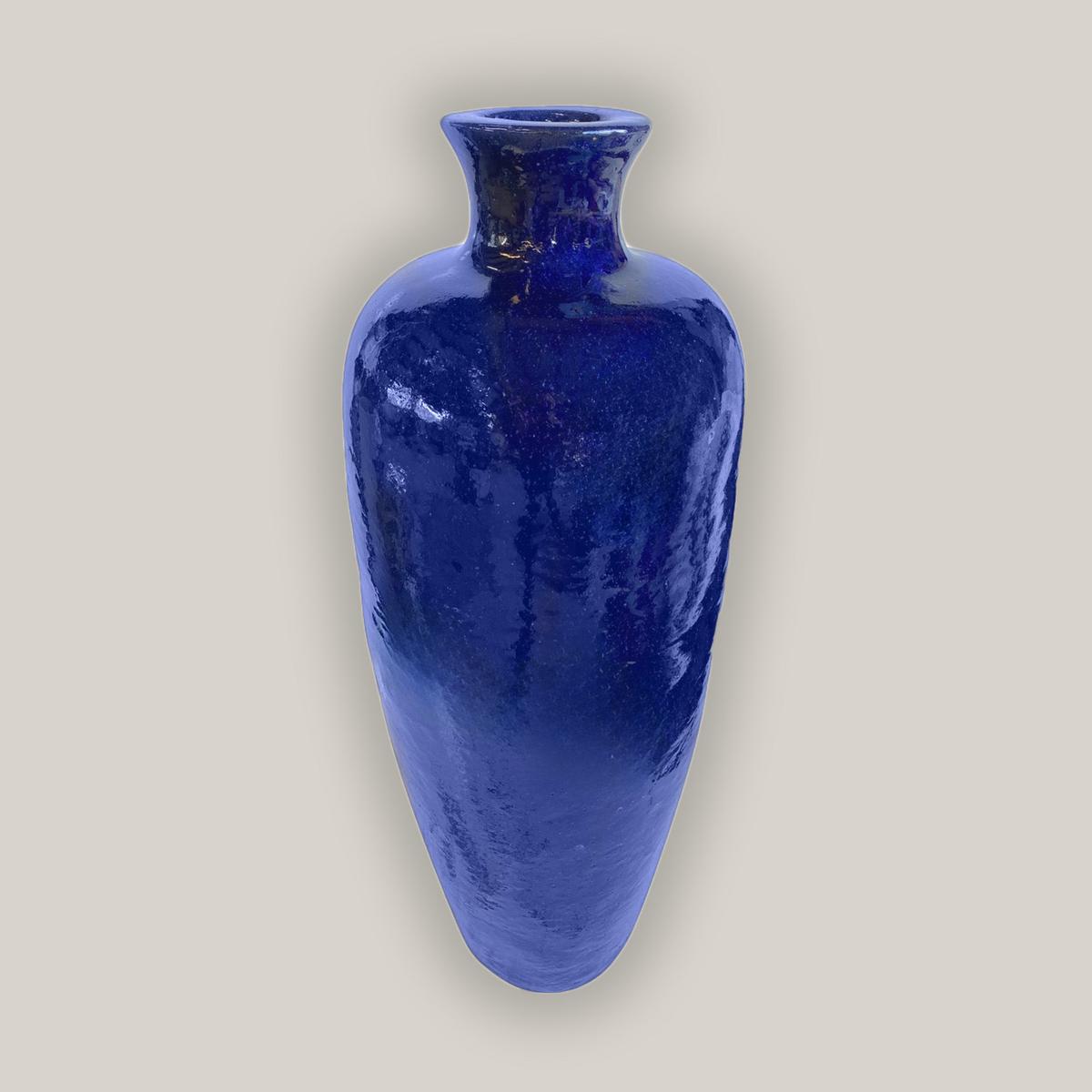 5111N8 - Blue Ceramic Tall Tapered Vase Pot - 13" x 13" x 37" / Blue