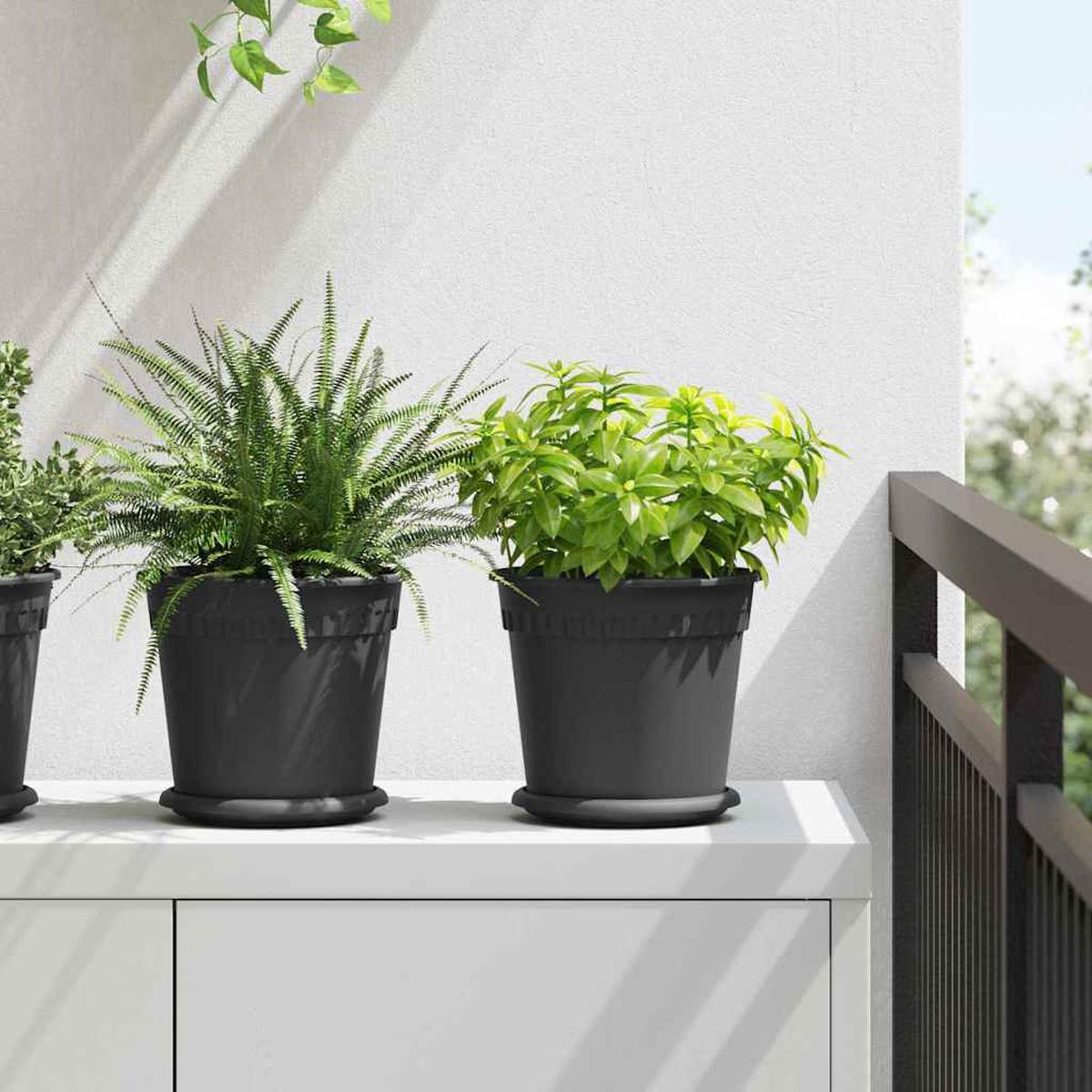 vidaXL Round Flower Pot 24 pcs Black  19 x 16 cm Plastic