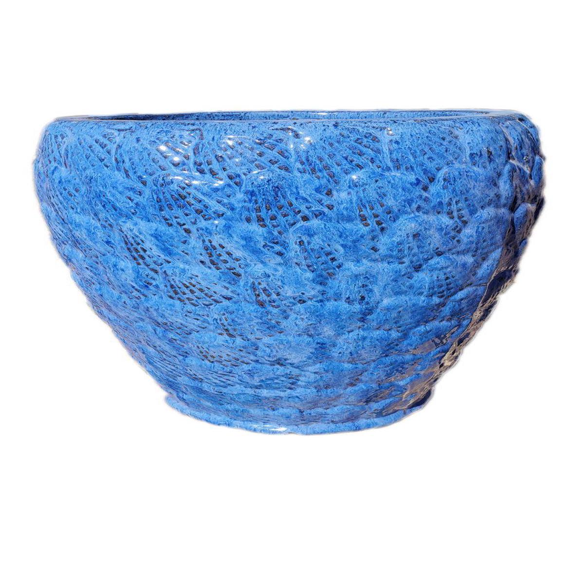 9158C1A - Ceramic Shell Pot - 16" x 16" x 18" | Cobalt Blue