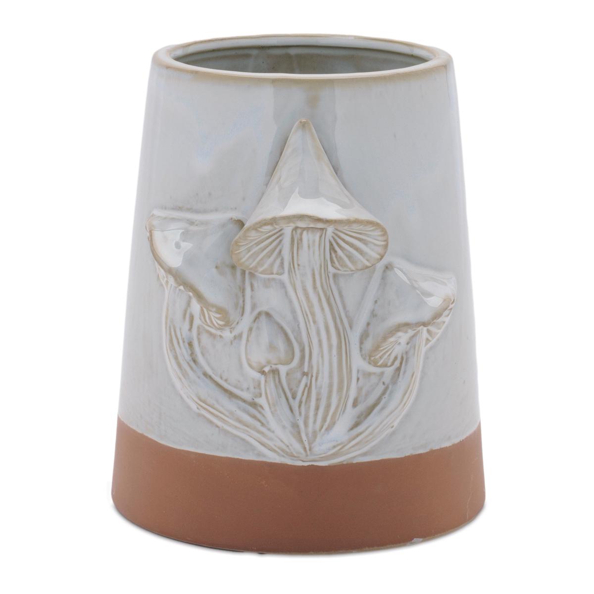 Tapered Porecelain Planter with Mushrooms (Set of 2)