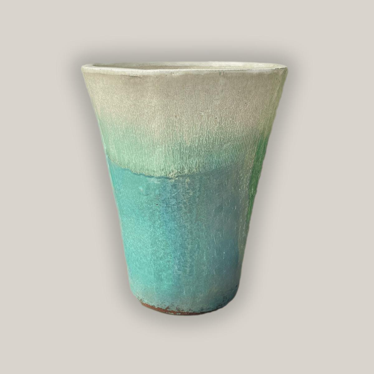 238M60 8211 Round Flared Ceramic Planter 8211 208221 x 208221 x 248221 CreamMarble Green